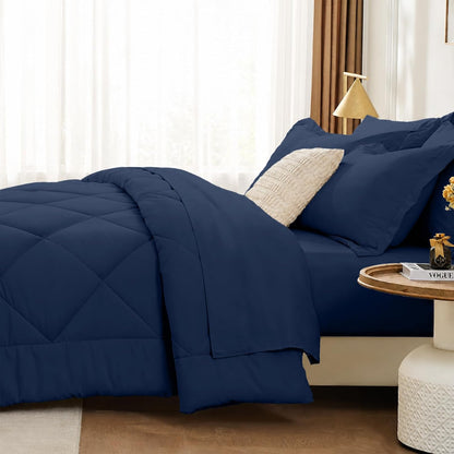 fuanna full size comforter sets 7 pcs, navy, view 9