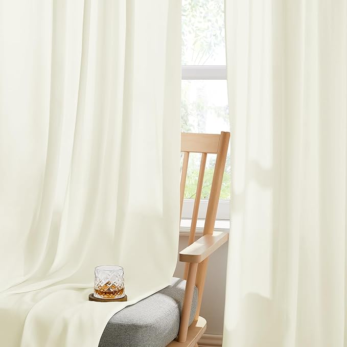 HOMEIDEAS Non-See-Through Ivory Privacy Semi Sheer Curtains 96 Inches Long 2 - Image 7
