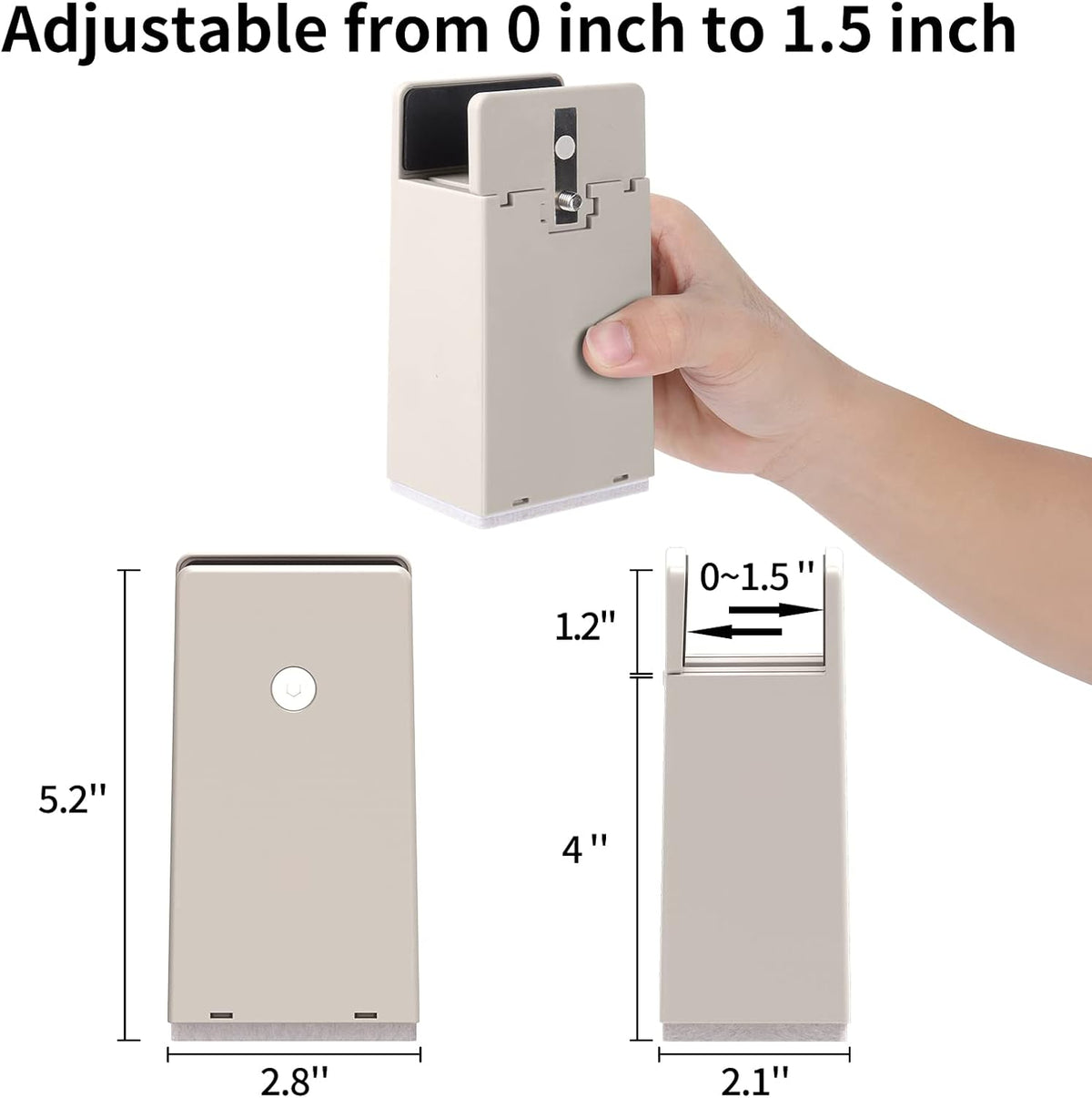 4 inch bed risers with adjustable screw clamp shown in use