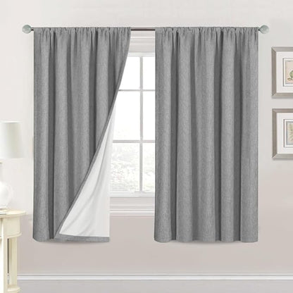 H.VERSAILTEX Linen Look 100% Blackout Curtains 63 Inches Long by HVERSAILTEX