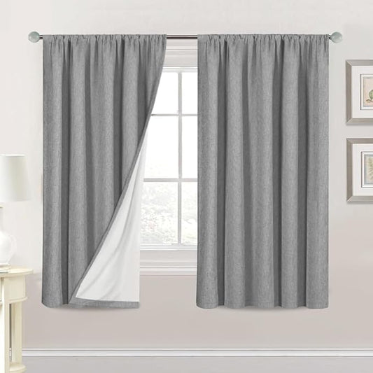 H.VERSAILTEX Linen Look 100% Blackout Curtains 63 Inches Long by HVERSAILTEX