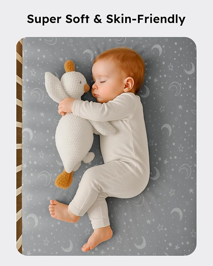 Pack and Play Sheets Fitted, Mini Crib Sheets 2-Pack - Image 3