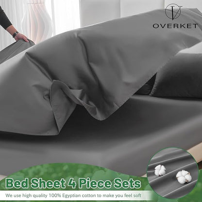 1000 Thread Count Egyptian Cotton Sheets Queen Size Set 4PCS Sateen Weave Soft - Image 3