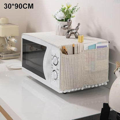 Microwave Oven Cover Dust Oil Proof Cotton Linen Waterproof Fabric Cloth - Image 2