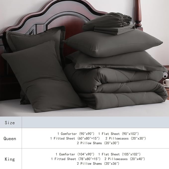 NTBAY King Comforter Set with Sheets, 7 Pieces Soft and Breathable King Bedding - Image 7