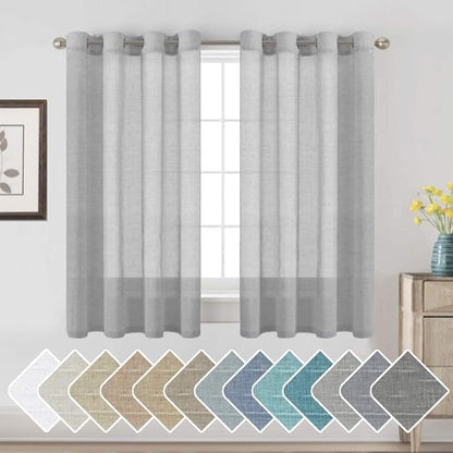 H.VERSAILTEX Linen Curtains Nickel Grommet Natural Linen Semi-Sheer Curtains 2 by HVERSAILTEX