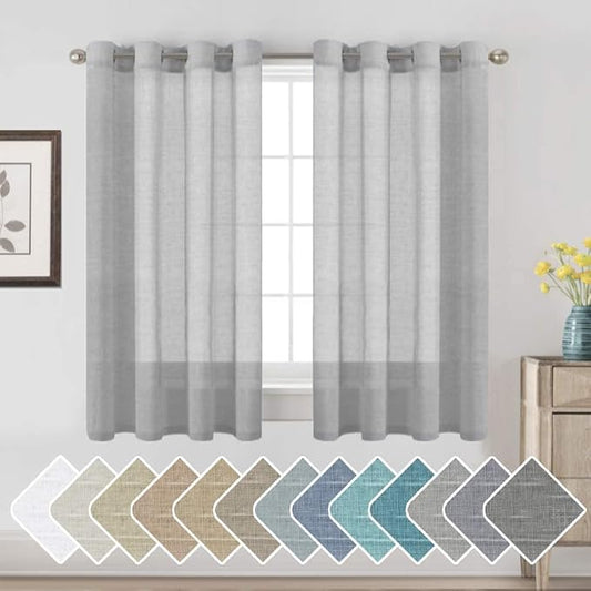 H.VERSAILTEX Linen Curtains Nickel Grommet Natural Linen Semi-Sheer Curtains 2 by HVERSAILTEX