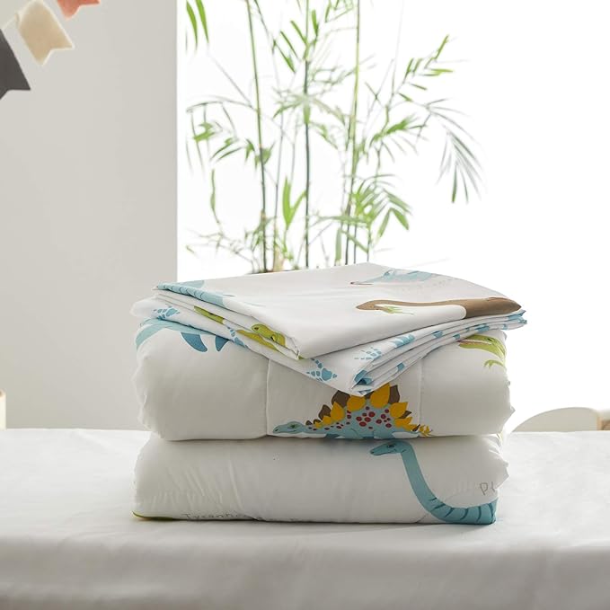 4 Pieces Toddler Bedding Set Dinosaur White - Image 9