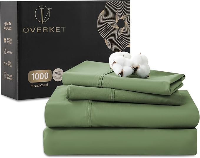 100% Egyptian Cotton Sheets King Size 1000 Thread Count Sateen Weave Soft by overket