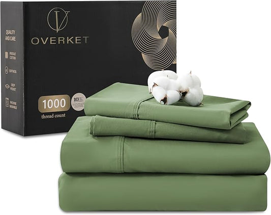 100% Egyptian Cotton Sheets Cal King Sheet Set 1000 Thread Count Sateen Weave by overket