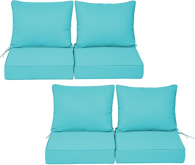 Outdoor Deep Seat Cushions 22x22'', Lake Blue by Vulacko