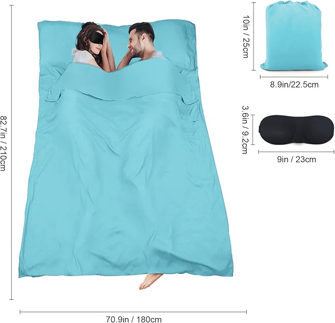 Sleeping Bag Liner, Travel Sheet & Adult Sleep Sack, Camping Sheets Travel - Image 2