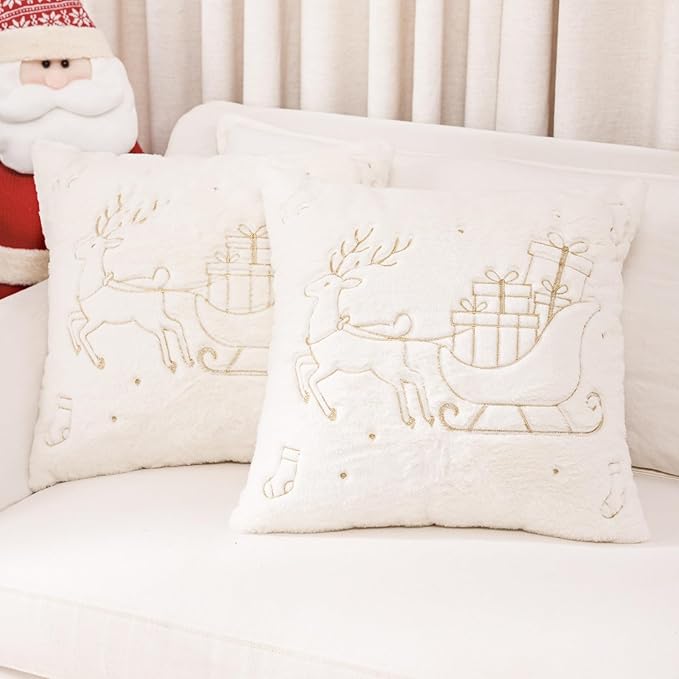 Christmas Embroidered Throw Pillow Cover by TASJZJZXS