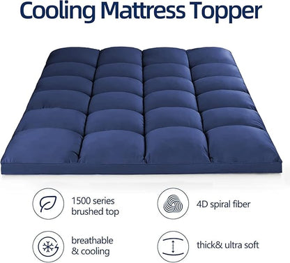 Mattress Topper King for Back Pain, Extra Thick Mattress Pad Cover, Plush - Image 2