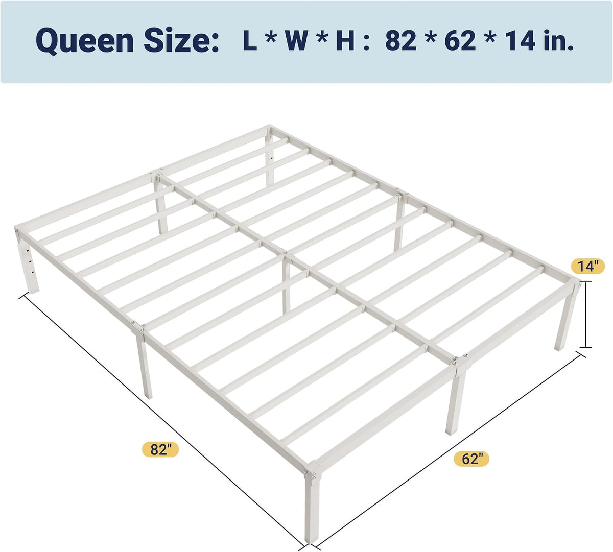 allewie queen bed frame, 14 inch metal beds shown in use