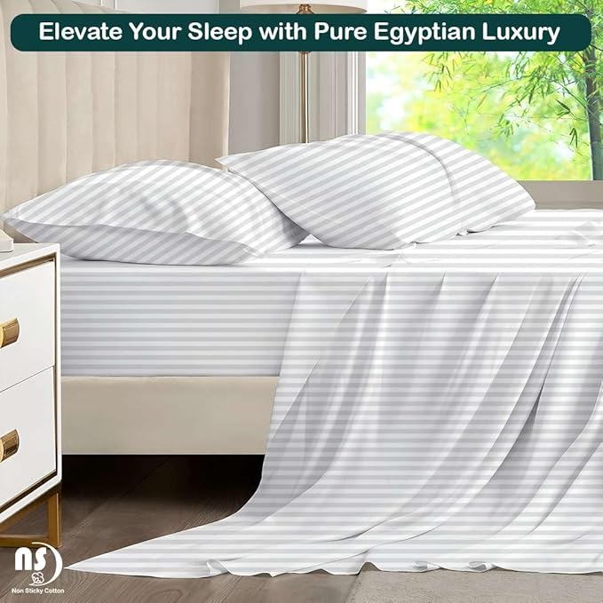NON Sticky cotton Twin Size Sleeper Sofa Sheets, 4 Piece Egyptian Cotton Bed - Image 5