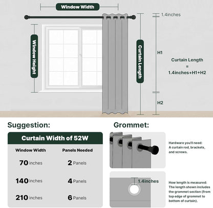 h.versailtex 100% blackout linen curtains 84" l 2, front angle view