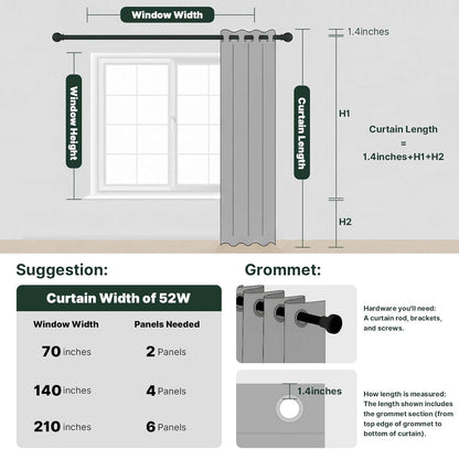 h.versailtex 100% blackout linen curtains 54" l 2, front angle view