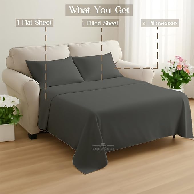 Sleeper Sofa 4 Piece Bed Sheet Set Premium Quality 100% Cotton 500 Thread Count - Image 8