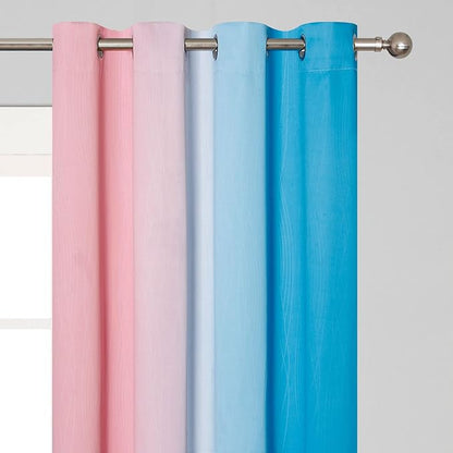 Estelar Textiler Pink and Blue Curtains 63 Inch Length 2 Panels, Ombre Total - Image 4