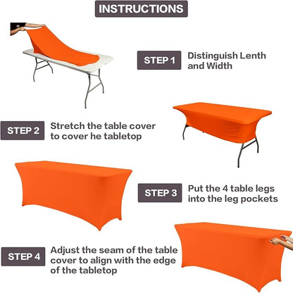 IVAPUPU 4FT Table Cloth for Rectangular Fitted Events Stretch Orange Table - Image 4