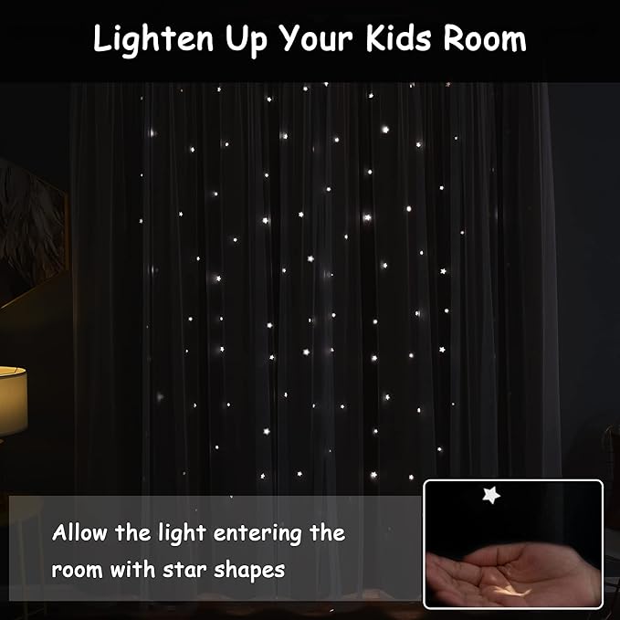 Kinryb Nursery/Kids/Girls Room Star Cut Out Blackout Rainbow Curtain - Image 7