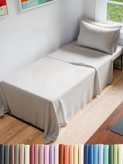 Cot Sheet Set 30” x 75” – 4 Piece Cot Size Narrow Twin Mattress Sheets – Ideal by CGKUnlimited