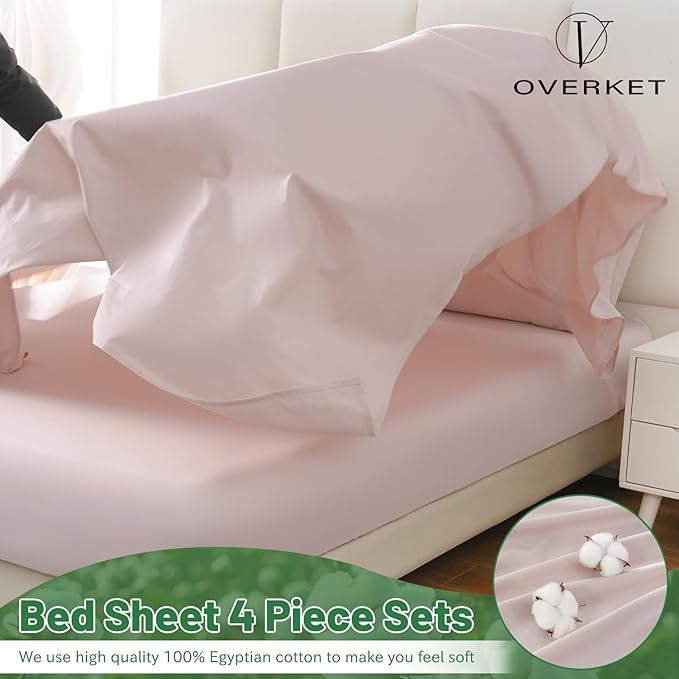 100% Egyptian Cotton Sheets King Size 4PCS 1000 Thread Count Sateen Weave Soft - Image 3
