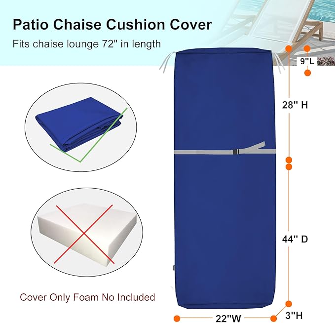 NettyPro Outdoor Patio Lounge Chair Cushion Covers - Image 4
