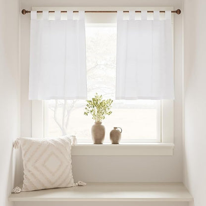 jinchan Kitchen Curtains 36 Inch Linen Tier Curtains Farmhouse Tab Top Small - Image 2