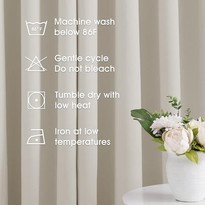 HOMEIDEAS Cream Beige Blackout Curtains - Image 2