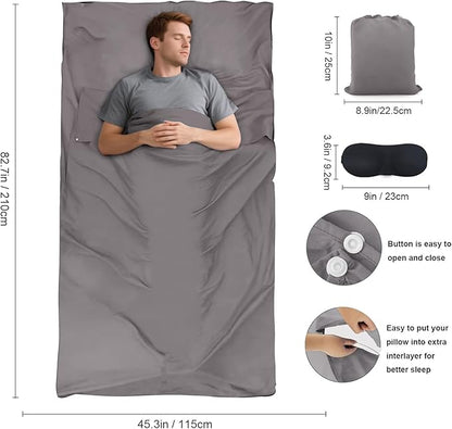 Sleeping Bag Liner, Travel Sheet & Adult Sleep Sack, Camping Sheets Travel - Image 2
