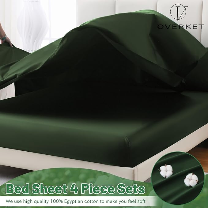 100% Egyptian Cotton Sheets Cal King Sheet Set 4PCS 1000 Thread Count Sateen - Image 3