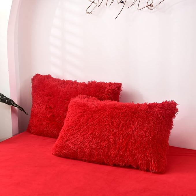 MorroMorn Decorative Pillows Covers, 2 Packs Faux Fur Pillow Cases Standard Size by MorroMorn