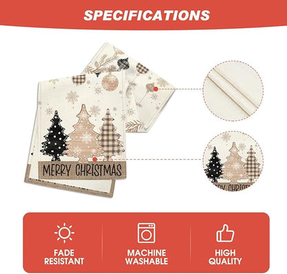 Artoid Mode Brown Pine Trees Snowflake Merry Christmas Table Runner, Winter - Image 6
