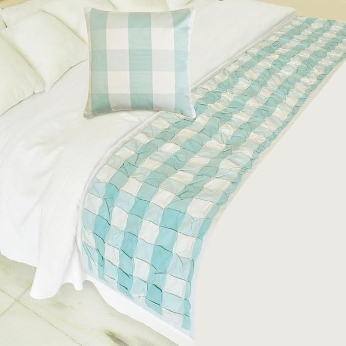 The HomeCentric King/Queen/Twin Aqua Decorative Bed Runner Queen 74"x18" Bed - Image 6
