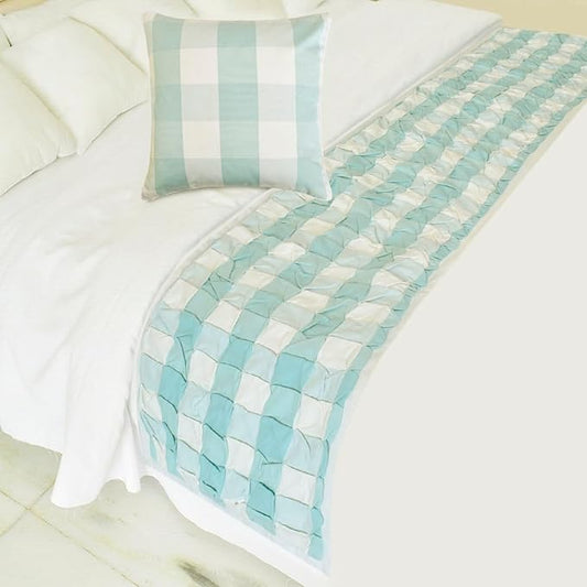 The HomeCentric King/Queen/Twin Aqua Decorative Bed Runner King 90"x18" Bed by TheHomeCentric