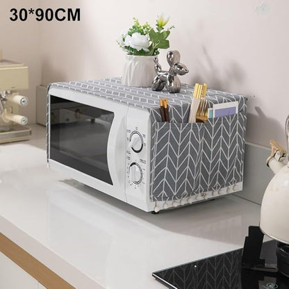 Microwave Oven Cover Dust Oil Proof Cotton Linen Waterproof Fabric Cloth - Image 2