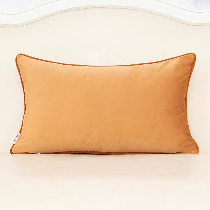 Alerfa Orange Floral Throw Pillow Cover 12 x 20 Inch Cut Velvet Rectange Luxury - Image 2