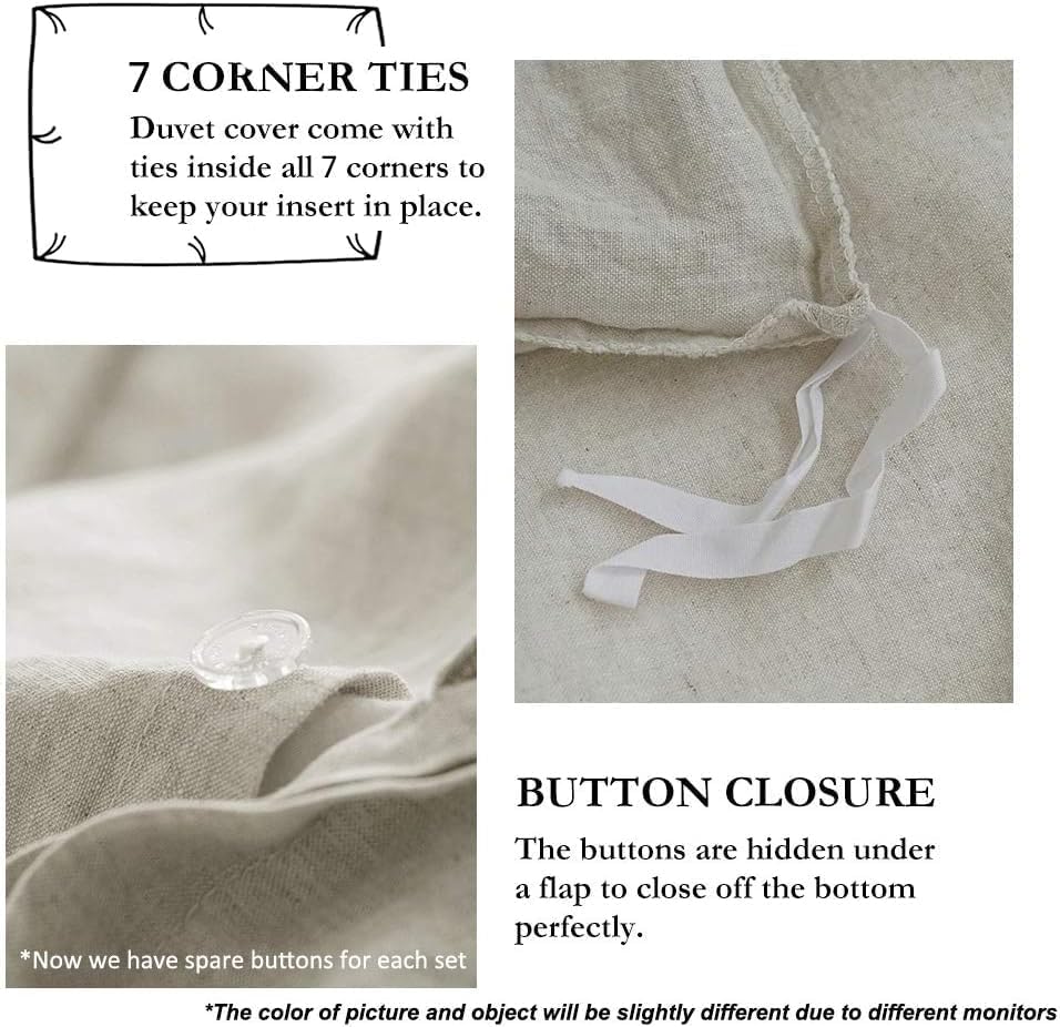 simple&opulence 100% french flax linen duvet cover set, side view