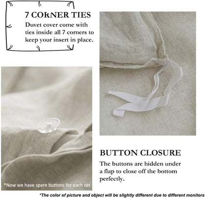 simple&opulence 100% french flax linen duvet cover set, side view