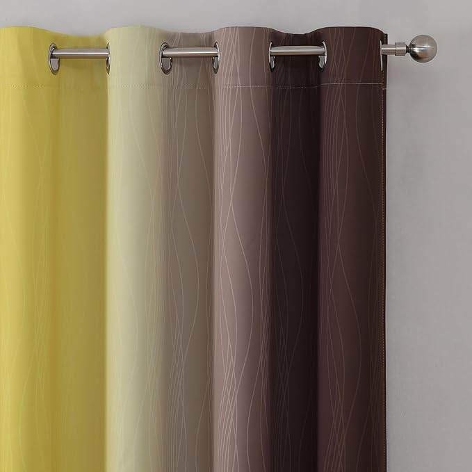 Estelar Textiler Brown and Yellow Blackout Curtains - Image 4