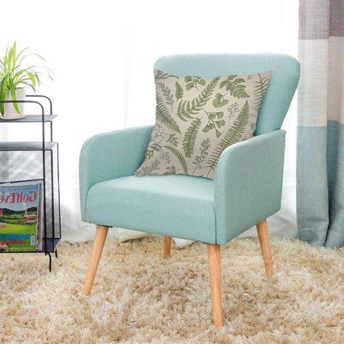 AOYEGO Green Leaves Throw Pillow Cover Herbs Fern Botanical Foliage Vegetation - Image 3