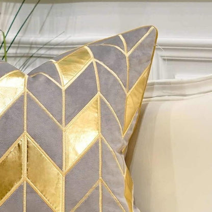 Avigers 20 x 20 Inches Grey Gold Striped Cushion Case Luxury European Throw - Image 2