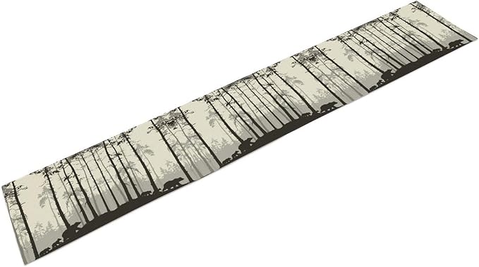 Retro Bear Table Runner, Rustic Foggy Forest Wild Animal Table Runner - Image 8