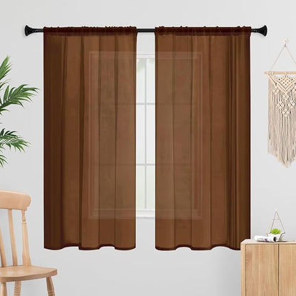 Sheer Curtains 72 Inches Long 2 Panels, Rod Pocket Short Curtain by laseniewa
