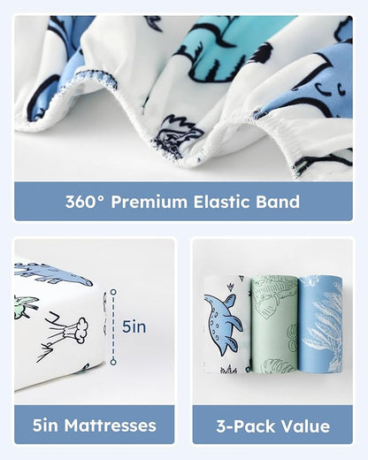 Pack and Play Sheets Fitted 3 Pack, Mini Crib Sheets - Image 5