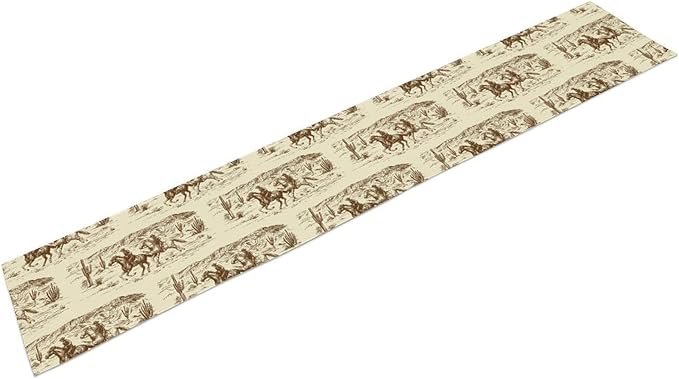 Western Cowboy Table Runner, Rustic Country Cowboy American Wild West Riding - Image 6