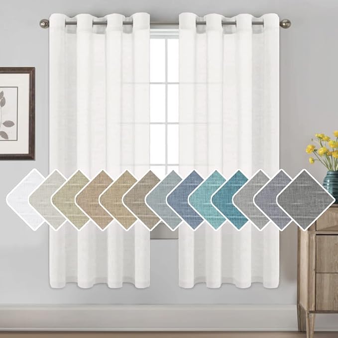 H.VERSAILTEX Natural Linen Semi Sheer Curtains Soft Semi Sheer Curtain Panels by HVERSAILTEX