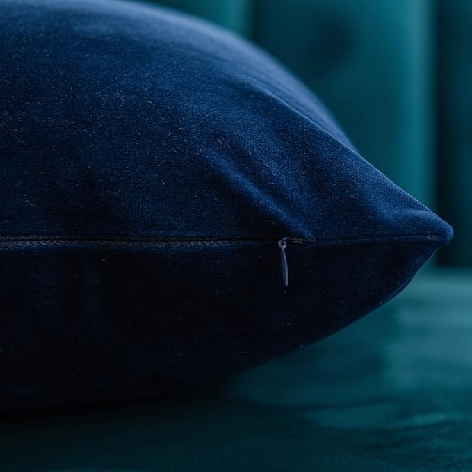 Couch Pillow Cases 18x18 Navy: 2 Pack Cozy Soft Velvet Square Throw Pillow - Image 2